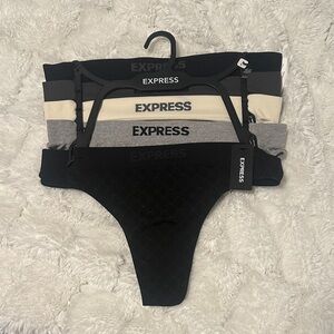 Express Women's Thong Panties Trio - Black, Gray, Cream